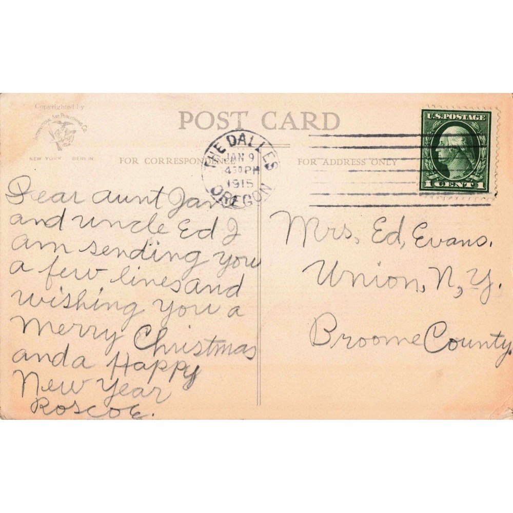 Vintage 1915 New Year Wishes Postcard International Art Publishing Co Oregon VG - Picture 2 of 2